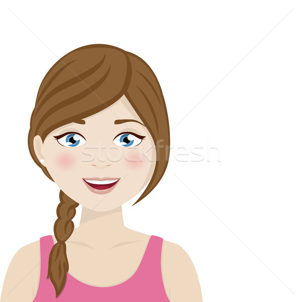 Brown hair woman with blue eyes on a white background Stock photo © Imaagio