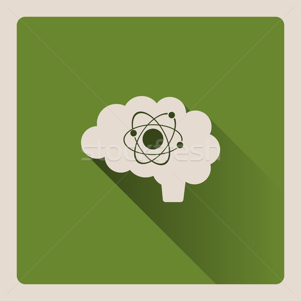Brain thinking in science illustration on green background with shade  Stock photo © Imaagio