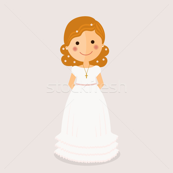 Girl communion with curly hair  Stock photo © Imaagio