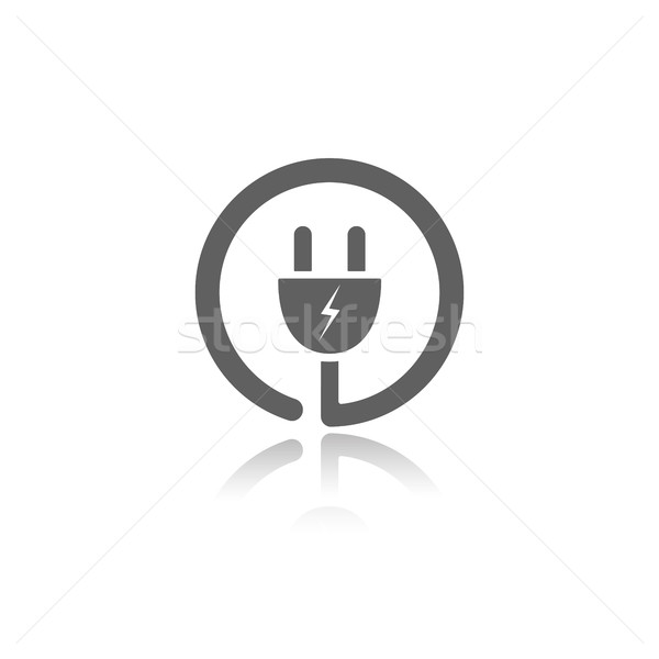 Plug icon with reflection on a white background Stock photo © Imaagio