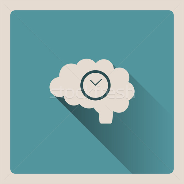 Brain thinking about time illustration on blue background with shade Stock photo © Imaagio