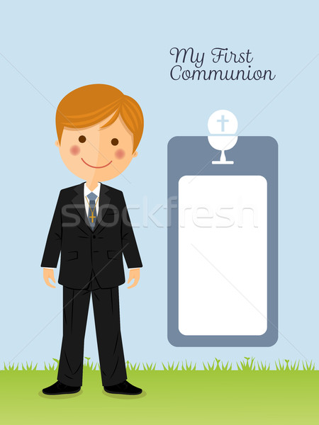 Child costume in her first communion dress vertical invitation  Stock photo © Imaagio