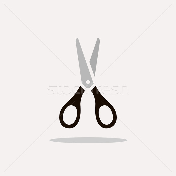 Scissors icon with shadow on a beige background Stock photo © Imaagio