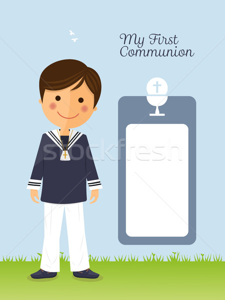 First communion child on vertical card Stock photo © Imaagio