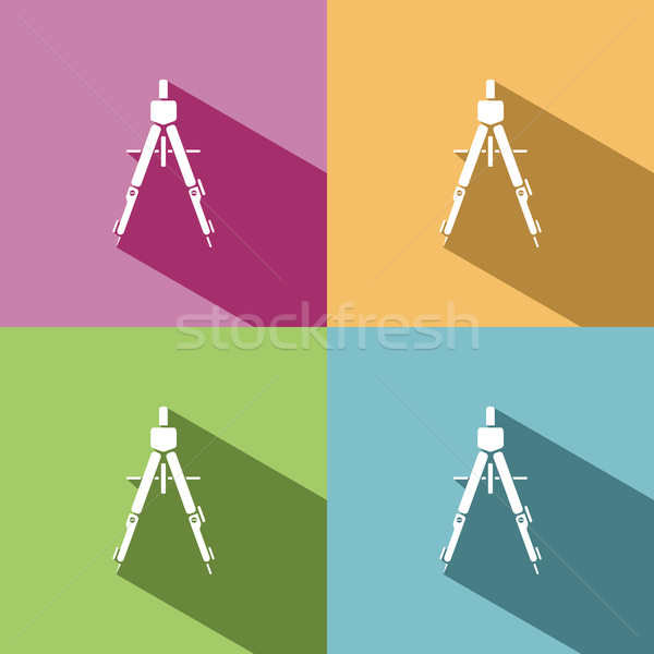 Drawing compass icon with shade on colored background Stock photo © Imaagio