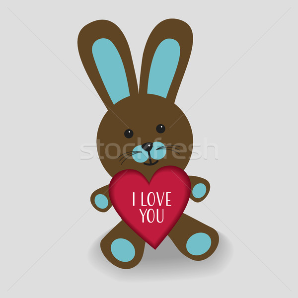Blue bunny with heart I love you Stock photo © Imaagio