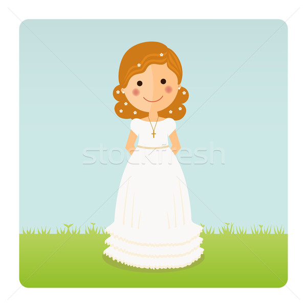 Girl communion with curly hair  Stock photo © Imaagio