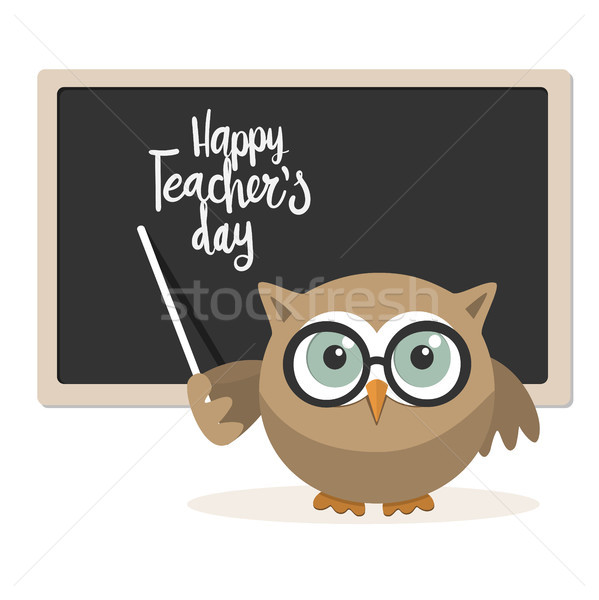Happy teachers day with owl teacher on a white background Stock photo © Imaagio