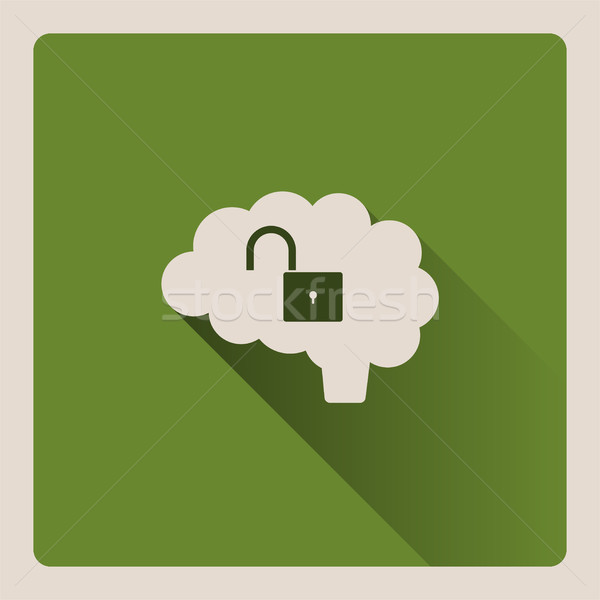 Stock photo: Unlocked brain illustration on green background with shade
