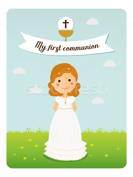 My first communion reminder with curly hair girl  Stock photo © Imaagio