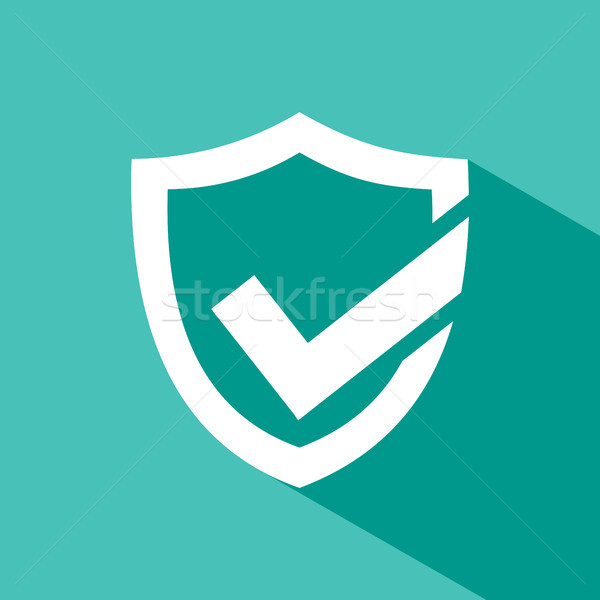 Active protection shield icon with shade on a green background Stock photo © Imaagio