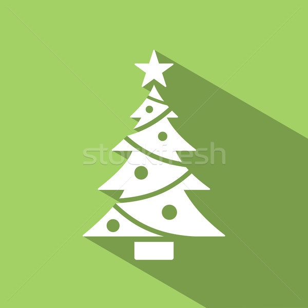 Christmas tree icon with star and shade. Color vector illustration Stock photo © Imaagio