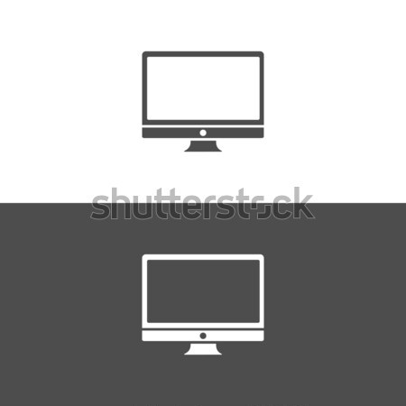 Számítógép ikon feketefehér üzlet terv technológia háló Stock fotó © Imaagio