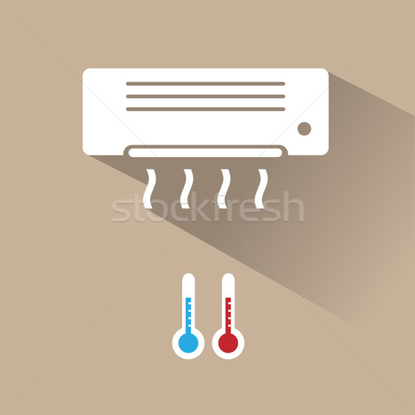 Air conditioner icon with cold and fresh air Stock photo © Imaagio