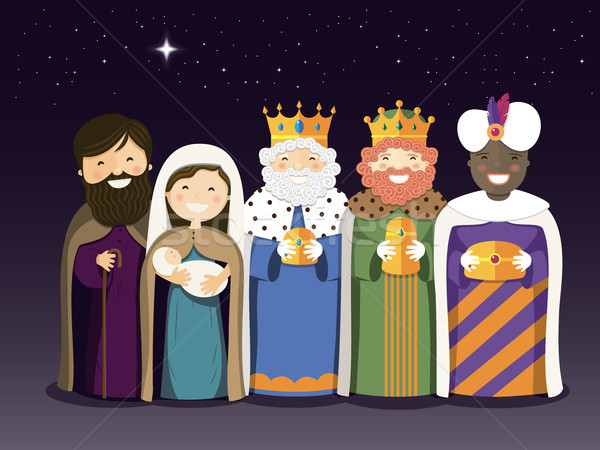 The Three Kings and Holy Family on the Epiphany day Stock photo © Imaagio