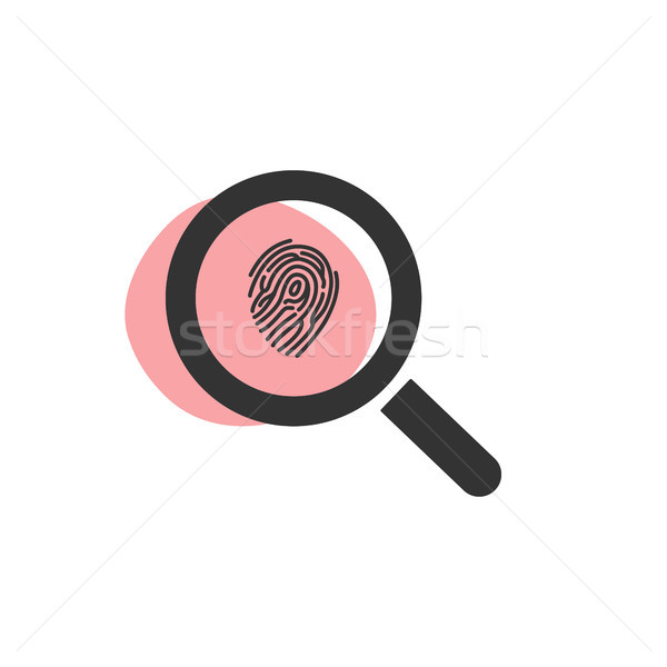 Stock photo: Magnifying glass looking for a fingerprint isolated web icon