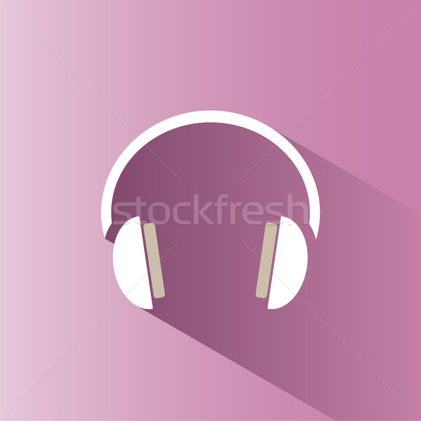 Headphones icon on a pink background with shade Stock photo © Imaagio