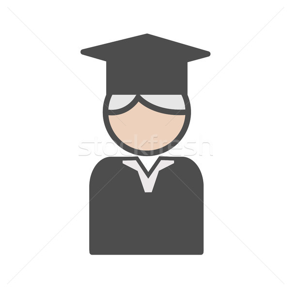 Stockfoto: Hoogleraar · icon · grijs · haar · vrouw · man · student