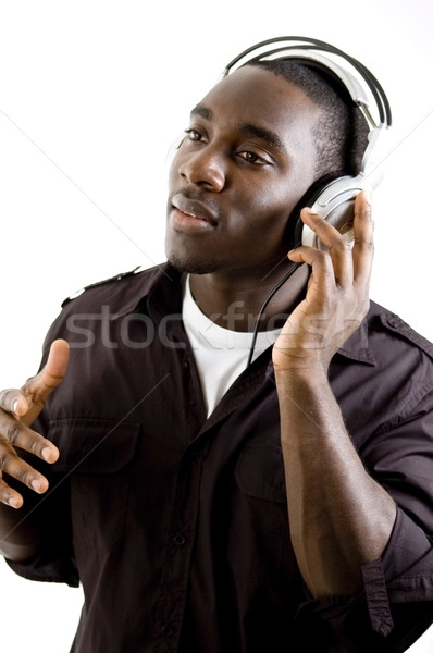 Foto stock: Música · imagem · estudante · menino · preto