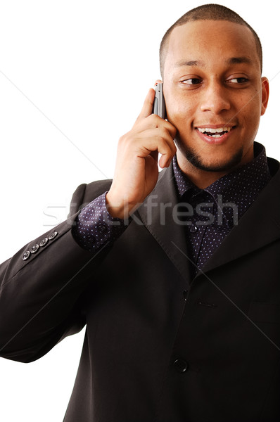 ストックフォト: 幸せ · 画像 · ビジネスマン · 携帯電話 · 楽しく · 電話