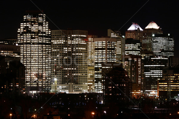 Stadt Calgary nach unten Stadt Nacht Büro Stock foto © Imagecom
