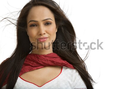 Woman talking on a mobile phone and smiling Stock photo © imagedb