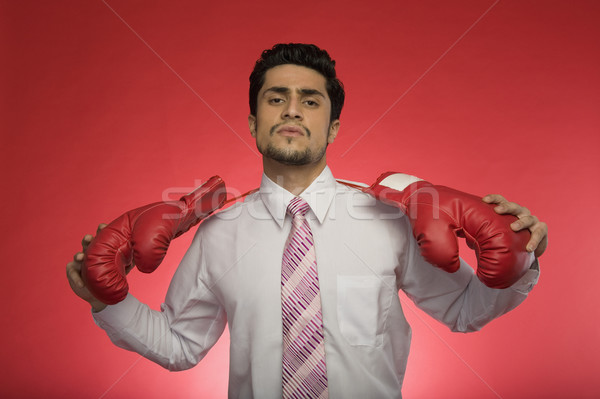 Ritratto imprenditore guantoni da boxe uomo sport Foto d'archivio © imagedb