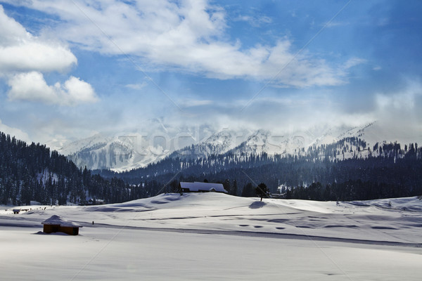 Snow covered landscape with mountain range in the background, Ka Stock photo © imagedb