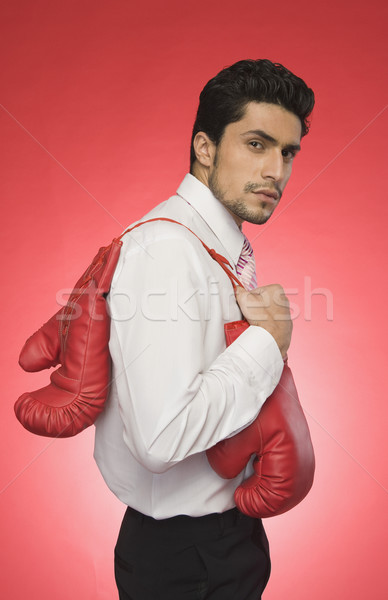Ritratto imprenditore guantoni da boxe uomo sport Foto d'archivio © imagedb
