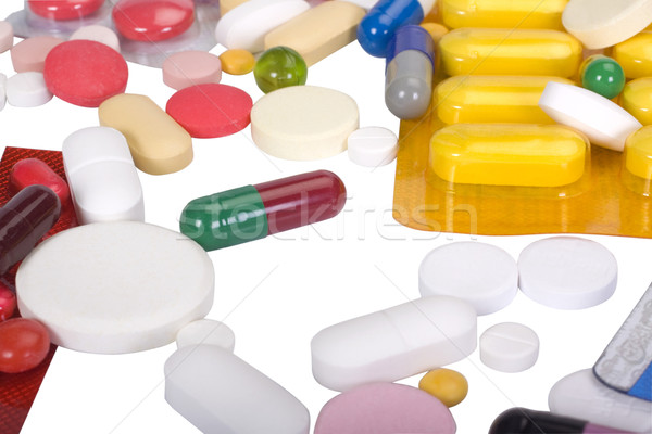 Foto stock: Primer · plano · ampolla · grupo · píldora · farmacia · drogas