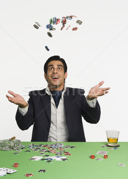 Homme jeux puces casino verre amusement [[stock_photo]] © imagedb