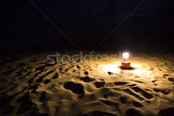 Lantern on sand dune, Jaisalmer, Rajasthan, India Stock photo © imagedb