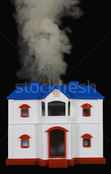 Сток-фото: дым · из · модель · домой · двери · окна