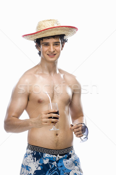 Portret człowiek szkła napój bezalkoholowy okulary Zdjęcia stock © imagedb