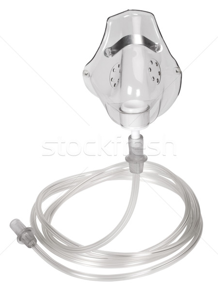 Primo piano maschera di ossigeno plastica pipe sfondo bianco primo piano Foto d'archivio © imagedb