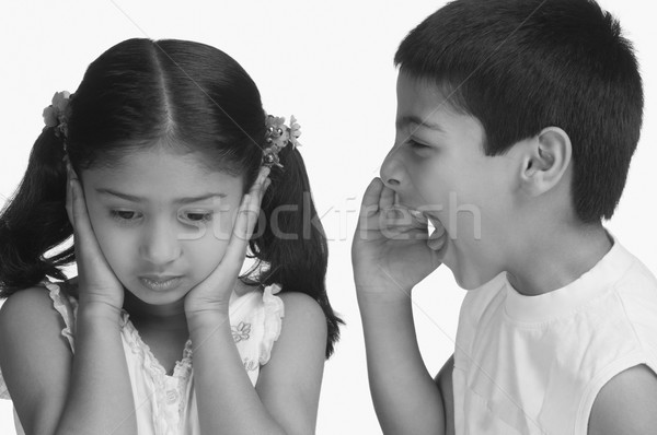 Mädchen Ohren Bruder schreien Kinder Kinder Stock foto © imagedb