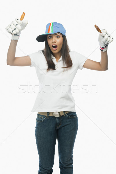 Ritratto femminile cricket fan donna Foto d'archivio © imagedb