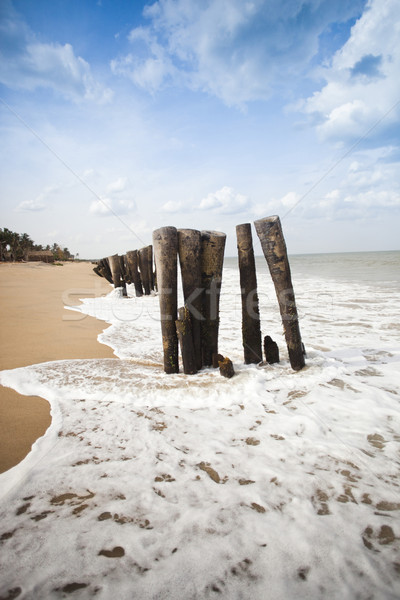 Holz Strand Indien Himmel Meer Sand Stock foto © imagedb