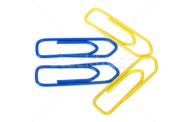 Primer plano papel flecha forma azul plástico Foto stock © imagedb
