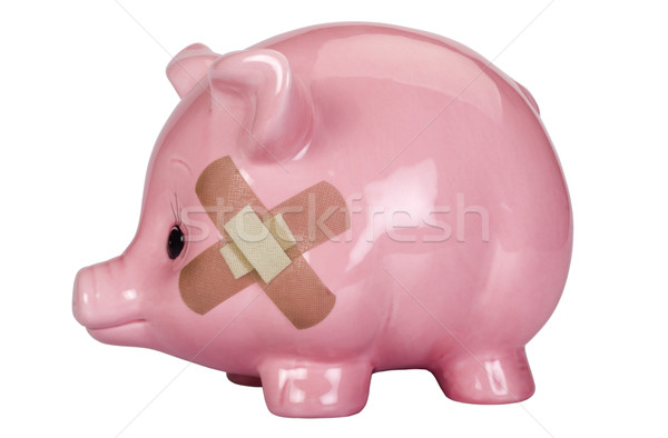 Spaarvarken zelfklevend zwachtel financieren roze Stockfoto © imagedb