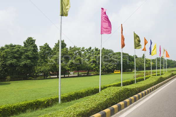 Drapeaux bord de la route chemin new delhi Inde ciel Photo stock © imagedb