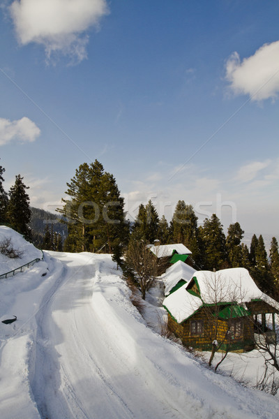 Snow covered tourist resort, Kashmir, Jammu And Kashmir, India Stock photo © imagedb