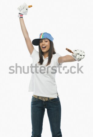 Ritratto femminile cricket fan donna Foto d'archivio © imagedb