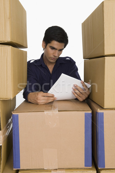 Laden Lesung Papiere Karton Boxen Papier Stock foto © imagedb