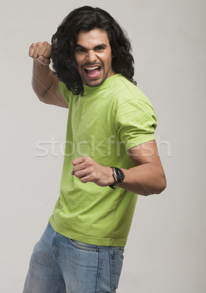 Portré férfi harcol hozzáállás divat póló Stock fotó © imagedb