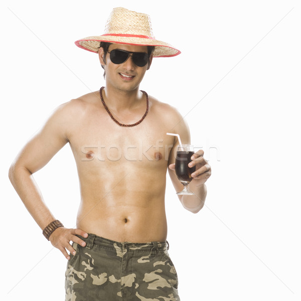 Młody człowiek szkła napój bezalkoholowy człowiek Zdjęcia stock © imagedb