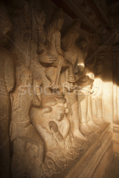 Carving details of Varaha saving the Goddess Earth from the flood at Varaha Cave Temple, Mahabalipur Stock photo © imagedb