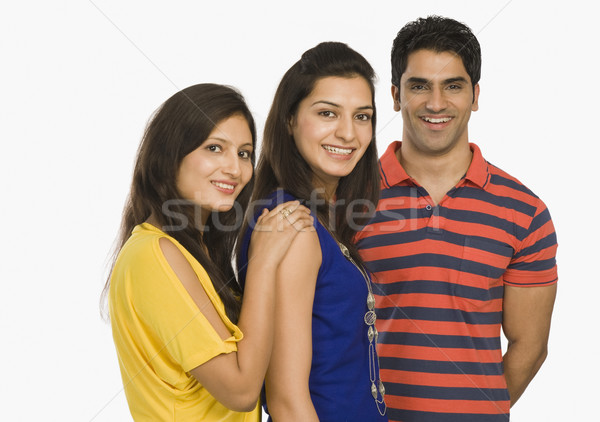 Portré három barátok mosolyog divat női Stock fotó © imagedb