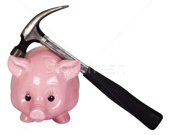 Spaarvarken hamer financieren varken planning Stockfoto © imagedb
