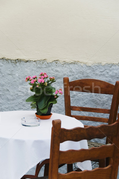 Tabela cadeiras calçada café Atenas Grécia Foto stock © imagedb